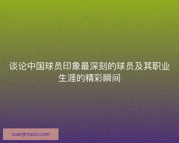 谈论中国球员印象最深刻的球员及其职业生涯的精彩瞬间