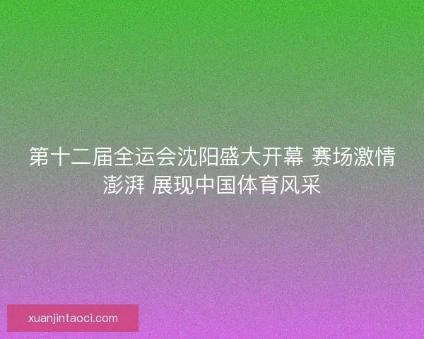 第十二届全运会沈阳盛大开幕 赛场激情澎湃 展现中国体育风采